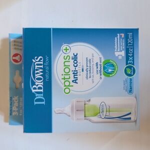 New Dr Brown's 3 Pack Anti-colic Narrow Clear Bottles 4oz
